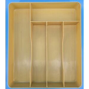 Vtg Harvest‎ Gold Hard Plastic Silverware Tray 5 Sections 13.5x11.5x2" MCM 70s